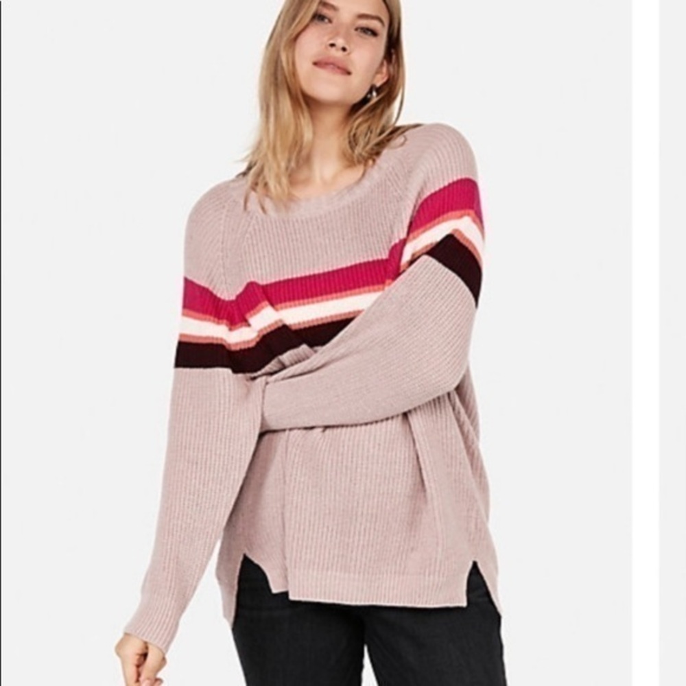 Express waffle knit oversized sweater Pink mauve sweater